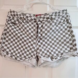 Dickies Checkered Jean Shorts - Black and White